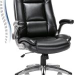 Leather Executive Office Chair - High Back Home Computer Desk Chair with Padded Flip-up Arms, Adjustable Tilt Lock, Swivel Rolling Ergonomic Chair for Adult Working Study, Black