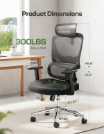 Ergonomic Office Chair Desk Chair,Gaming Chair with Height Adjustable Lumbar Support, Adjustable Armrest& 2D Headrest - Image 2