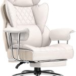 Big and Tall Office Chair, High Back Leather Gaming Chair with Footrest, Executive Ergonomic Office Chairs with Pocket Spring Lumbar Support and with Outward Fixed Soft Armrests