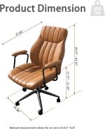 Brown Leather Office Desk Chair with Wheels and Arms, Height Adjustable, Vintage, Mid Century Modern Style - Image 2