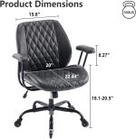 Home Office Desk Chair Office Rubber Casters Ergonomic Computer Chair with Lumbar Support Adjustable Height Rolling Swivel Executive Task Armrests Chair， Black PU - Image 2
