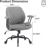 Modern Ergonomic Office Desk Chair, Grey Leather with Lumbar Support, Adjustable Height, Swivel, Armrests, for Office, Gaming, Reading, Relaxing - Image 2