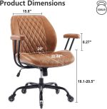 Home Office Desk Chair Office Rubber Casters Ergonomic Computer Chair with Lumbar Support Adjustable Height Rolling Swivel Executive Task Armrests Chair， Brown Leather - Image 2
