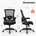Office Desk Chair Computer High Back Mesh Gaming Seat with Ergonomic Adjustable Comfy Flip-up Armrests Lumbar Support Height for Home (Black) - Image 2