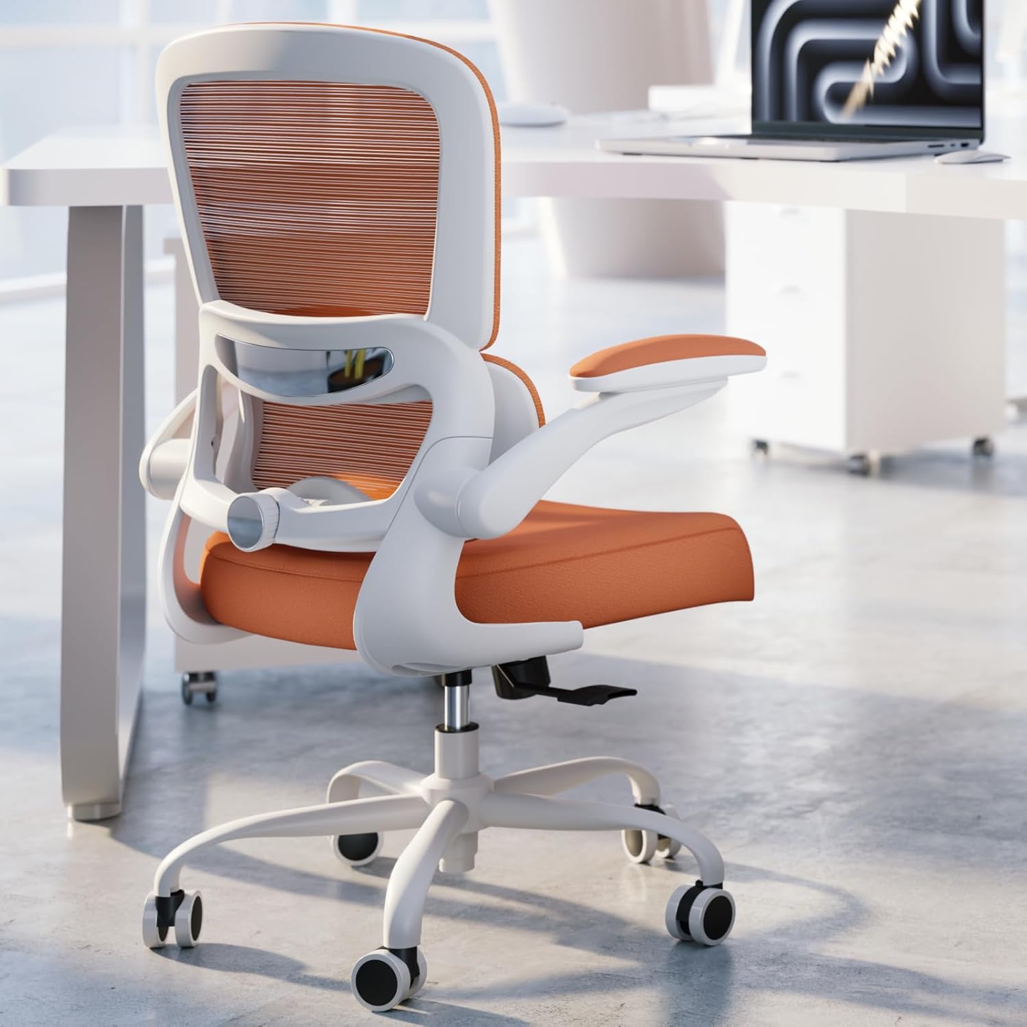 71Cd6YN8dmL._AC_SL1500_.jpg Office Chair - Ergonomic Desk Chair with Adjustable Lumbar Support, Mesh Computer Chair, Executive Chairs for Home Office Comfortable Lumbar Support (Orange) - Image 1