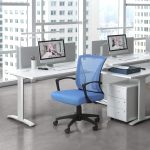 Office Chair Ergonomic Computer Desk Mesh Chair Mid Back Swivel Lumbar Support with Armrest (1, Blue) - Image 2
