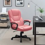 Office Executive Chair High Back Adjustable Managerial Home Desk Chair,Swivel Computer PU Leather Chair with Lumbar Support (Pink) - Image 2
