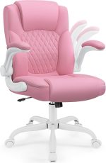 Leather Office Chair, PU Home Computer Desk Chairs with Ergonomic Back Support, 360°Swivel Free, Small Gaming Chair with Wheels and Adjustable Armrests, for Short People Use