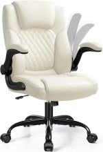 Leather Office Chair, PU Home Computer Desk Chairs with Ergonomic Back Support, 360°Swivel Free, Small Gaming Chair with Wheels and Adjustable Armrests, for Short People Use
