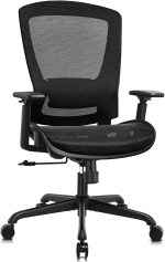 Mesh Office Chair,Ergonomic Computer Desk Chair,Sturdy Task Chair- Adjustable Lumbar Support & Armrests,Tilt Function,Comfort Wide Seat,Swivel Home Office Chair (Black)