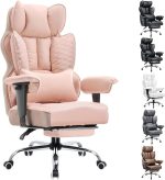 Big and Tall Office Chair 400LBS Wide Ergonomic Gaming Chair with Deluxe Embossing Designed Leather with Foot Rest,150°Reclining Adjustable Armrests Pocket Spring Back Support and Pillow