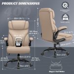 Office Chair, Ergonomic Big and Tall Computer Desk Chairs, Executive Breathable Leather Chair with Adjustable High Back Flip-up Armrests, Lumbar Support Swivel PC Chairs with Rocking Function - Image 2