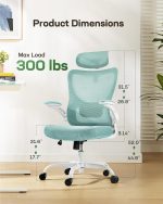 Ergonomic Office Chair: Office Computer Desk Chair with High Back Mesh and Adjustable Lumbar Support Rolling Work Swivel Task Chairs with Wheel 3D Armrests and Headrest - Image 2