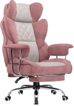 Big and Tall Gaming Chair with Pocket Spring Lumbar Support, Ergonomic Office Chair with Footrest, Executive Desk Chair with Outward Fixed Soft Armrests, Computer Chair with High Back,