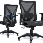 Ergonomic Office Chair, Mesh Computer Desk Chairs with Adjustable Lumbar Support, 3D Armrests, Tilt Function, Comfy Wide Seat, Swivel Executive Work Task Chair for Company and Home