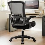 Office Desk Chair Computer High Back Mesh Gaming Seat with Ergonomic Adjustable Comfy Flip-up Armrests Lumbar Support Height for Home (Black)