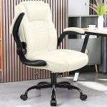 Leather Office Chair, PU Home Computer Desk Chairs with Ergonomic Back Support, 360°Swivel Free, Small Gaming Chair with Wheels and Adjustable Armrests, for Short People Use - Image 2