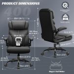 Office Chair, Ergonomic Big and Tall Computer Desk Chairs, Executive Breathable Leather Chair with Adjustable Flip-up Armrests, Lumbar Support Swivel PC Chair with Rocking Function - Image 2