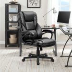 Office Executive Chair High Back Adjustable Managerial Home Desk Chair, Swivel Computer PU Leather Chair with Lumbar Support (Black) - Image 2