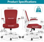 Office Chair, Ergonomic Desk Chair Breathable Mesh Chairs Adjustable High Back Lumbar Support Flip-up Armrests, Executive Rolling Swivel Comfy Computer Chairs Home Office Fire Brick - Image 2